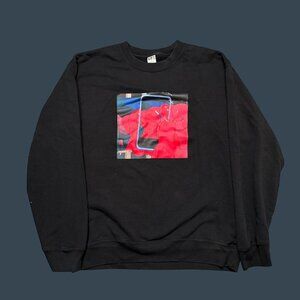Kaws+Warhol UT Uniqlo Black Sweatshirt M Red Graphic Art Collab Crewneck Cotton